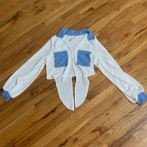 may pink blue & white top size m